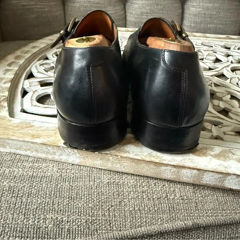 Salvatore Ferragamo Black Leather Buckle Shoes Men’s 9 E Wide